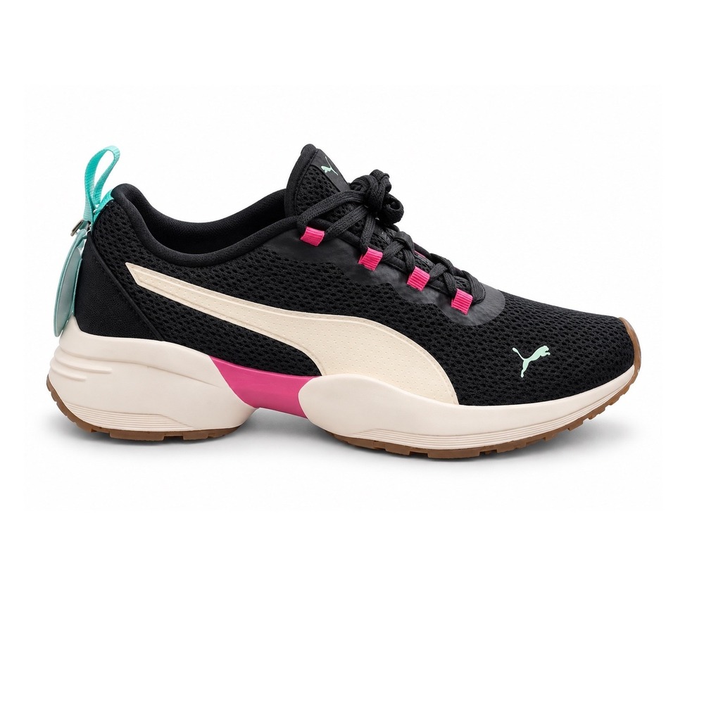 Puma Cassia Mesh Womens Sneakers Black Pink Teal 373826-03 Size 7.5